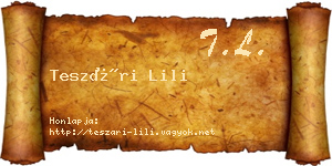 Teszári Lili névjegykártya